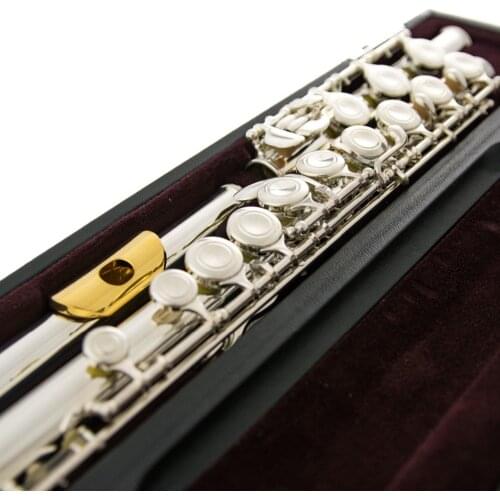 New Flute 311H 17 Hole Closed GL w/SILVER Plated Head, GOLD Features Student Transverse Flauta Obturator C Key With E Key