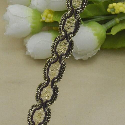 New Arrival 20Meters Black DIY Lace Trim Braided For Costume High Quality Centipede Braid Sewing Lace Ribbon 13mm Gold Appliques