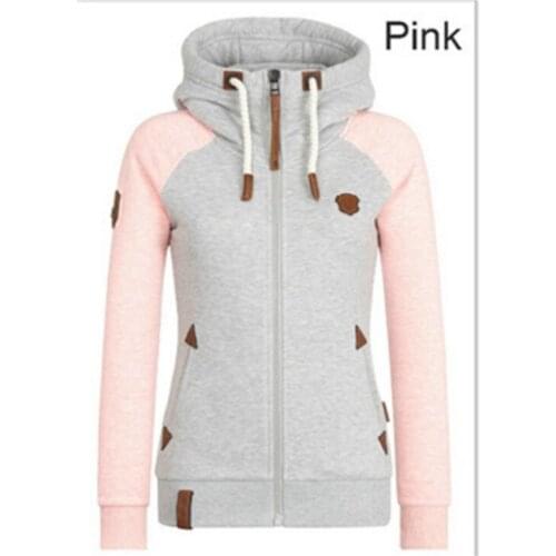 Autumn and Winter Hot Sale New Personality Leather Brand Contrast Sweatshirt Women 3 Colors 8 Yards Hoodies