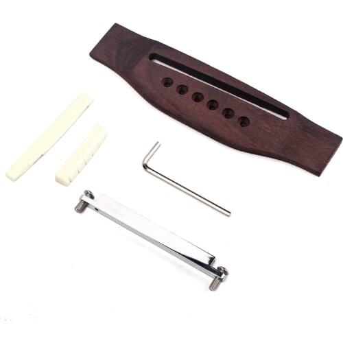 Rosewood 6-Strings Guitar Bridge Kit Adjustable Shaft Saddle Nut Set Acoustic Guitar Repair Tool Parts Replacement