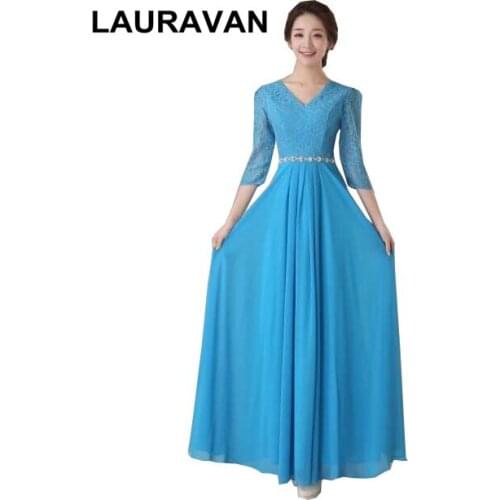 Blue sleeved pageant gowns simple elegant formal floor length bridesmaid special occasion dresses made in china blue dress gown