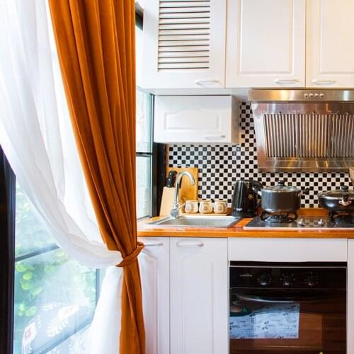 Light Luxury Northern Europe Netherlands Velvet Burning Orange Flannel Yellow Blackout Drapes Curtains for Bedroom Living Room