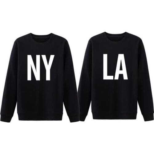 Couple Sweatshirt Couple Gift NY LA Couple Sweatshirt New York Los Angeles Matching Couples Jumper Tumblr
