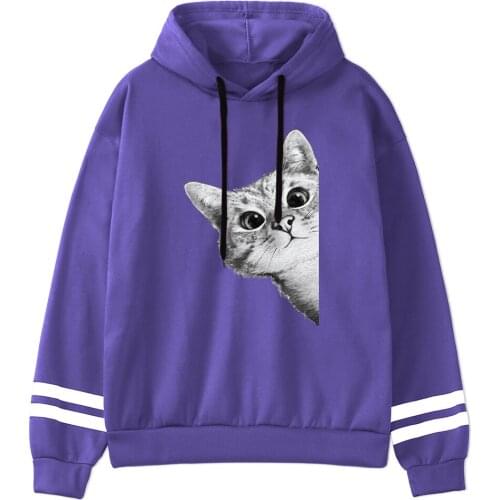 Funny Kitten Cat Print Hoodies For Teen Girls Loose Harajuku Streetwear Womens Clothing Aesthetics Fashion Women Sweatshirt
