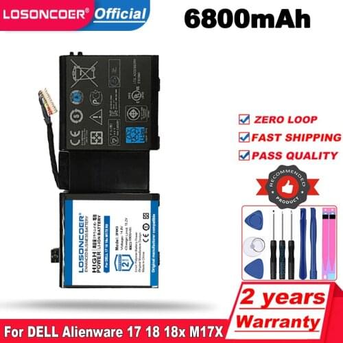 Top Brand 100% New 6800mAh 2F8K3 Laptop Battery for DELL Alienware 17 18 M17X R5 M18X R1 2F8K3 0KJ2PX KJ2PX G33TT 14.8V 86WH