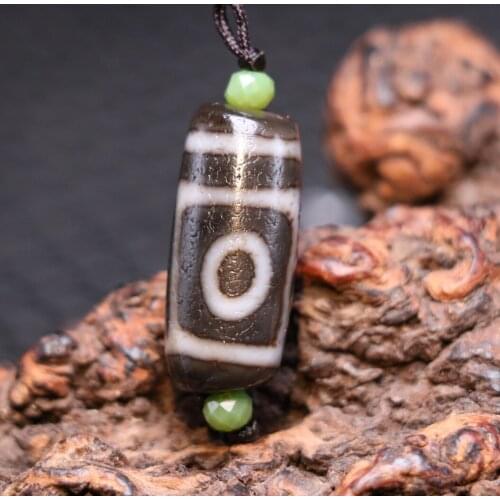 Treasure Unique Magic Tibetan Oily Old Agate Patina Fold Line 2 Eye Love Symbol dZi Bead Amulet Timestown UPD22