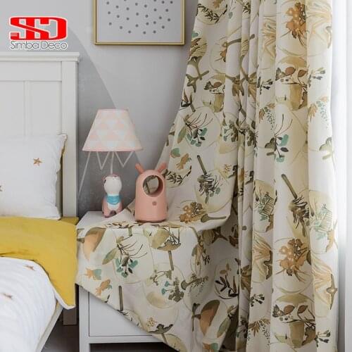 Modern Printing Vintage Yellow Curatins For Living Room Fabric for Cortinas Meter Decoration House Products Drapes Single Panel