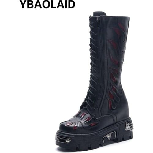 Genuine Leather Heightened Martin Boots Autumn and Winter New Cross Strap Side Zipper Metal Rivet High Barrel Knight Boots