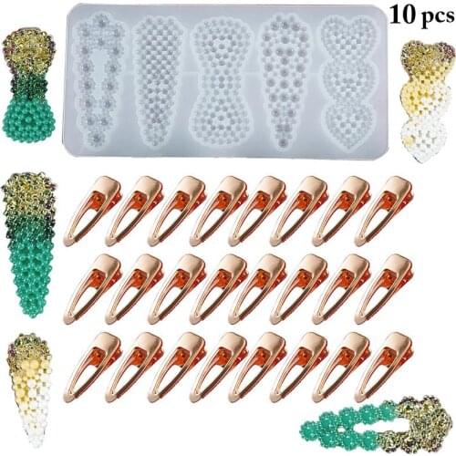 Barrettes Silicone Epoxy Resin Molds DIY Hair Pin Acrylic Mold Alligator Hair Clip Molds Casting Mold Jewelry Making Tools
