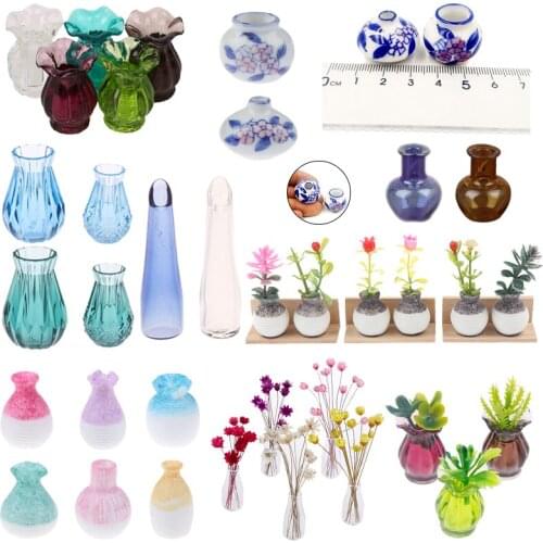 1/5PCS Doll House Mini Accessories Creative Nordic Multicolor Vase Dollhouse Miniature Kitchen Furniture Simulation Toys
