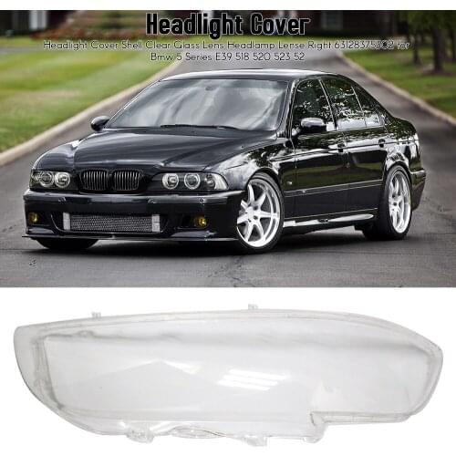 1Pair Car Headlight Cover Shell Clear Glass Lens Headlamp Cover Lense 6312837530 63128375302 for Bmw 5 Series E39 518 520 523 52