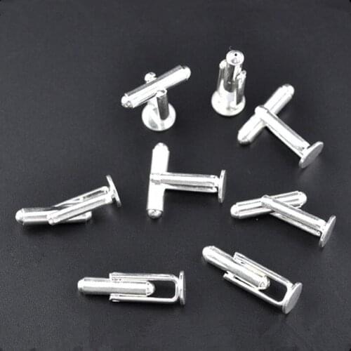 100Pcs Silver Plated Cufflinks Round Pad Setting 8mm DIY Copper Cuff Links 25x8mm