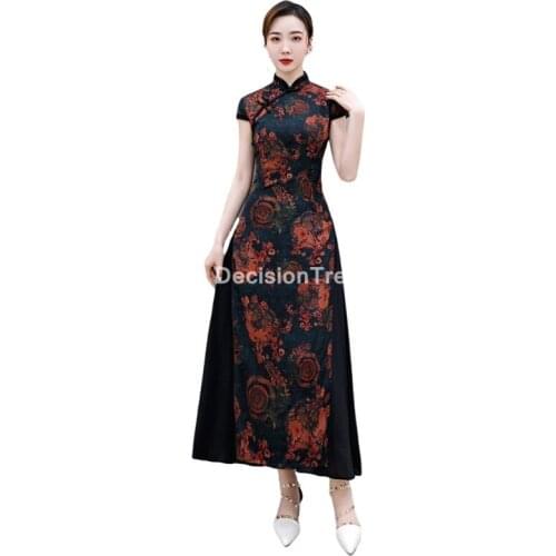 2021 ao dai classic style aodai dress short sleeve antique aodai dress women flower printing vietnam dress elegant party dress