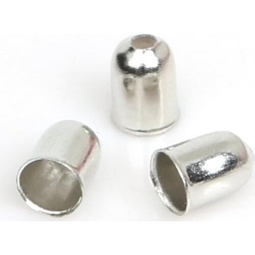 400pcs/lot 4x6mm Rhodium Plated Hole size 3mm Round Leather Cord Iron End caps End clasps DIY Jewelry Findings