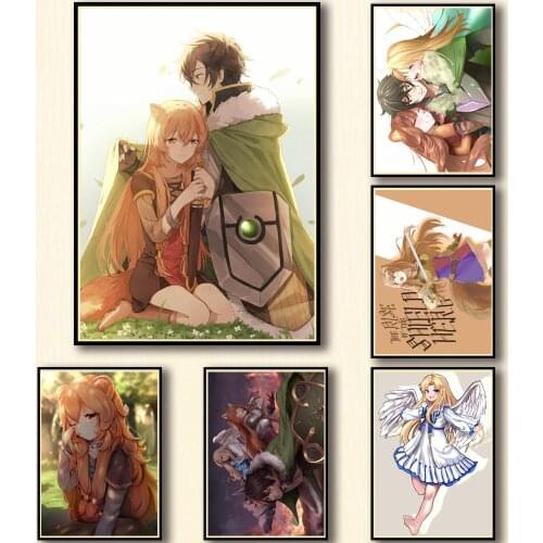 50 Designs Anime The Rising of The Shield Hero Whitepaper Poster Protagonist Artwork Fancy Wall Sticker for Coffee House Bar