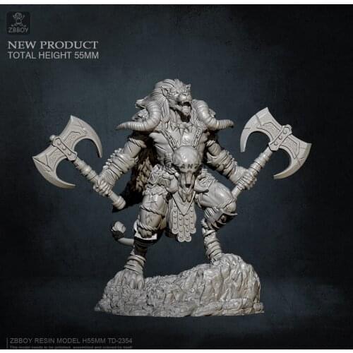 55mm Resin model kits Double Axe Lion King self-assembled TD-2354