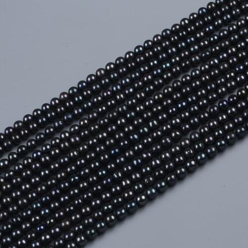 7-8mm Freshwater Natural Round Black Pearls Necklace Pearls