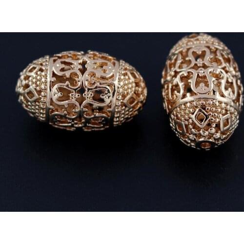 Spacer Beads Metal Bracelet Bead Filigree Long Beading Gold Color Charms DIY for Indonesian Indian Men Necklace Jewelry Making