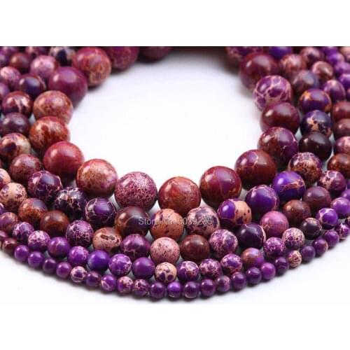 Wholesale Pruple Sea Sediment Jaspers Beads Natural Stone Loose Beads for Jewelry Making Necklace Bracelet DIY 4/6/8/10/12mm