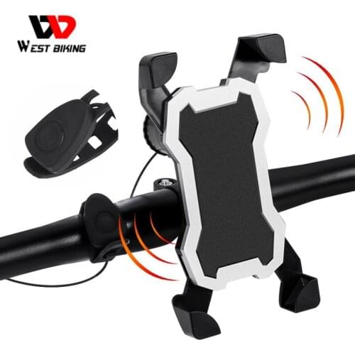 WEST BIKING Bike Phone Holder With Bell Horn 5 modes 3.5-6.5 inch Bicycle PVC Protection Phone Holder Bracket For Handlebar