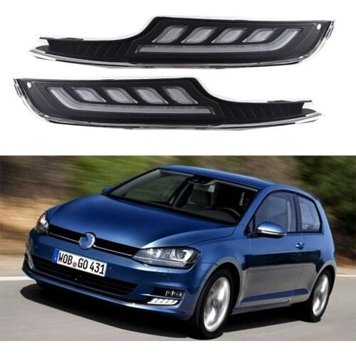 For VW Golf MK7 2013+ LED DRL Daytime Running Light Fog Lamp With Turn Signal