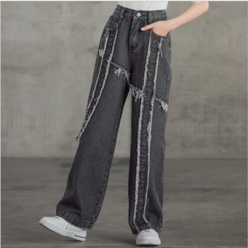 Girls Jeans 2021 Spring Baby Pants Cotton Denim Pants Fashion Personality High-grade Girls Clothes 10 12 Year