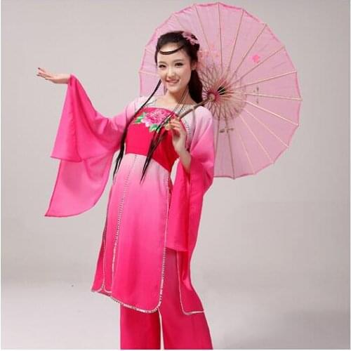Chinese Classical Dance Costume Fairy culottes stage pink Gradient costume Hanfu elegant dance ancient poetry dance clothing