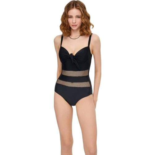Swimsuit Womens Black Transparent Mesh Detailed Swimsuit Swimwear Push Up Bra Beach One Piece Swimsuit