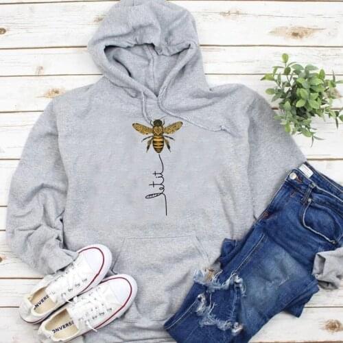 Let it bee slogan cross graphic women fashion pure cotton casual graphic religion Christianity hoodies pullovers hipster tops