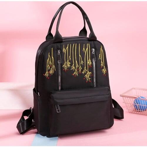 Fashion Nylon Womens Backpacks Luxury embroidery Girls School Bags Big capacity Student Backpack 2021 Summer New Bagpack Design