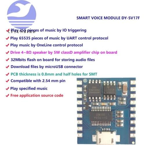 MP3 Player Module Voice Module 4MB Voice Playback IO Trigger Serial Port Control USB Download FLash DY-SV17F