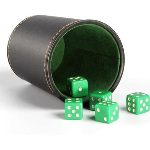 Dice Cup Set With 5 6-sided Dices High Quality PU Leather Stable Sturdy Comfortable Hand Feeling Dice Cup Set For Table Game