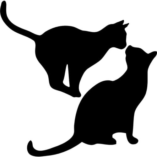 15*15CM Play The Two Pet Cats Personality Car Sticker Cute Animal Classic Window Decorative Decals C6-0361