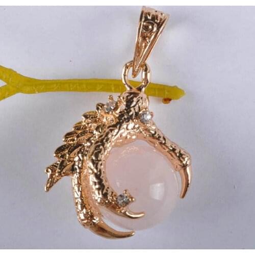 Natural Rose Crystal Bead Dragons Talons GEM Pendant Jewelry For Gift S915