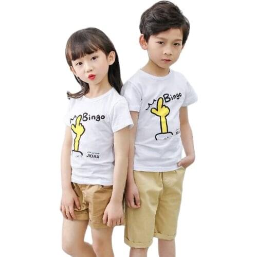 2021 New Boys Girls Fashion T-shirts Short Sleeves Cute Cartoon Design 100% Cotton Casual Kids Clothes Summer Children Clothing