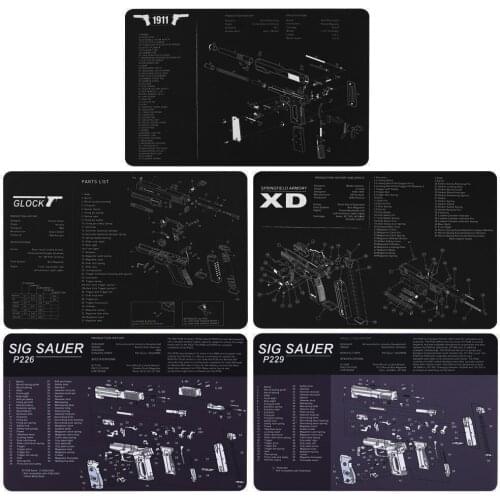 New Gun Cleaning Rubber Mat With Parts Diagram and Instructions Armorers Bench Mat Mouse Pad for Glock 1911 XD SIG P226 P229