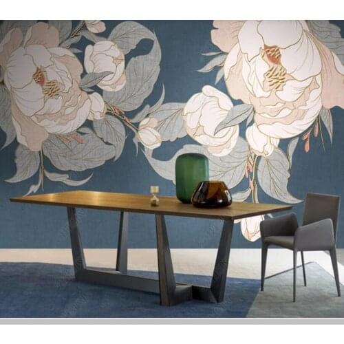 Custom papel parede Nordic plant flower retro peony wallpaper,living room tv wall bedroom home decor restaurant mural