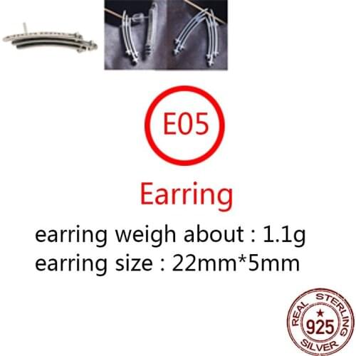 E05 S925 sterling silver earrings personality retro fashion wild punk hip-hop style cross simple girl birthday gift new hot