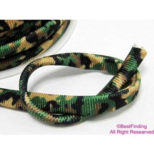Lycra cord Camouflage green 5mm Elastic lycra cord Stitched Lycra strips