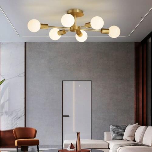 Nordic LED Chandelier For Living Room Dining Kitchen Gold Modern Ball Ceiling Hanging Lamp In The Hall Loft Home Light Fixture