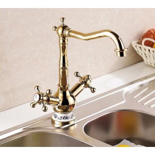 Kitchen Top quality Gold basin cold and hot water faucets mixer basin taps a faucets home supplies