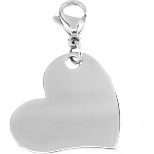Stainless steel Dog Tag Dogs Collar Heart Pendants Charms DIY Dog Pet puppy Pendants Tags both sides mirror polished 10pcs