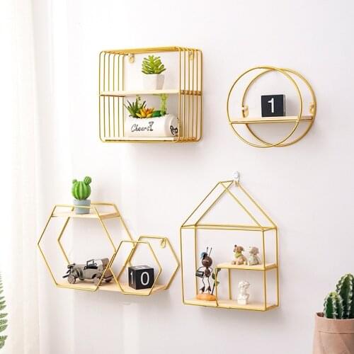 Living Room Storage Rack Iron Wall Decoration Shelf Bathroom Storage Holder Wall Pendant Kitchen Desktop Organizer Nordic Style