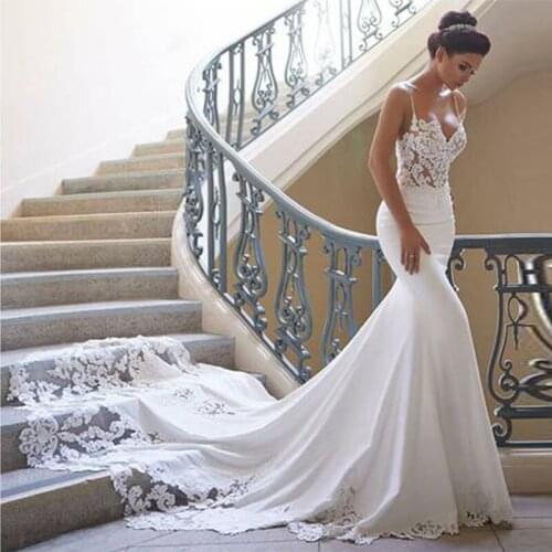 Mermaid Wedding Dress Sleevelesss Vestidos de novia Vintage Sweetheart Bridal Gown Backless Lace Wedding Gown 2021 New Design