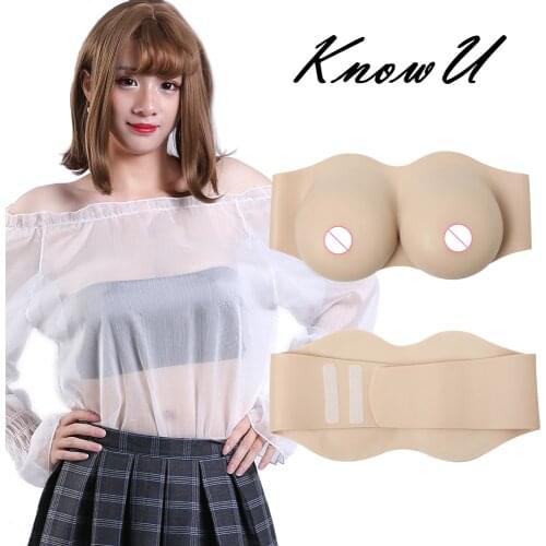 KnowU Tube Top Breast Forms C/D Cup Without Shoulder For Cosplay Transgender Breast Prosthesis Fake Boobs