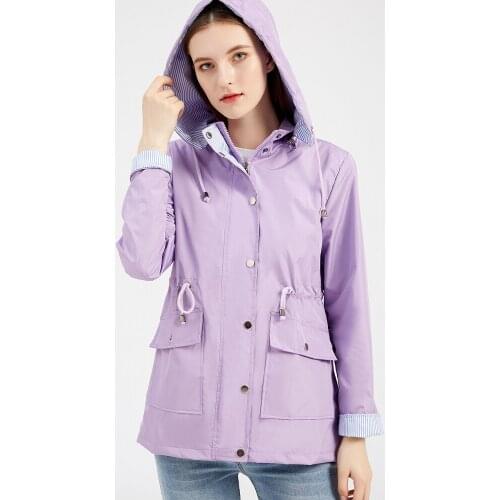 Spring And Autumn Trench Coat 2021 Fashion Long Hooded Casual Trench Coat Zipper Jacket All-match Fashion Slim Womens Top Women