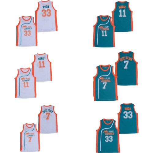 BG basketball jerseys Flint Tropics 33 Moon 7 11Monix jersey Embroidery sewing Outdoor sportswear Hip-hop culture movie green