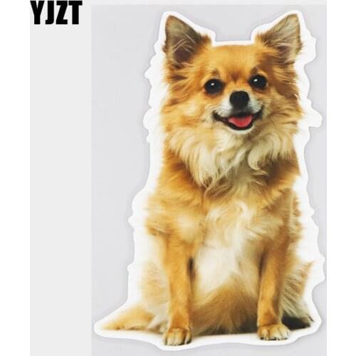 YJZT 12.5×18.3CM Smiling Dog Creative Door Bumper Decoration Cartoon Animal Car Stickers 21A-0487