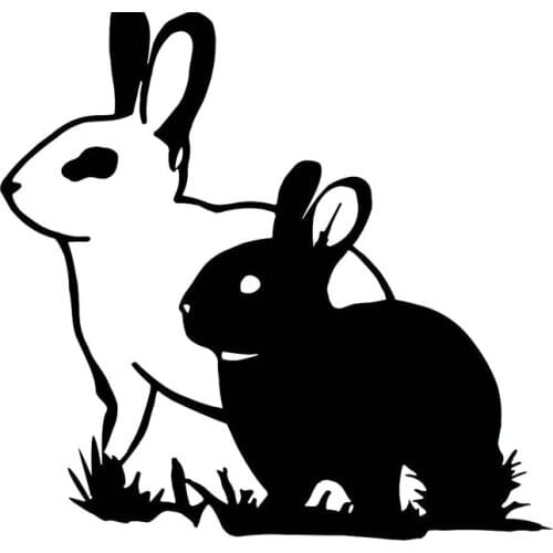 Funny Animal Rabbit Bunny Couple Exquisite Applique Car Decoration Personality Pvc Waterproof Applique Black/white, 16cm*16cm