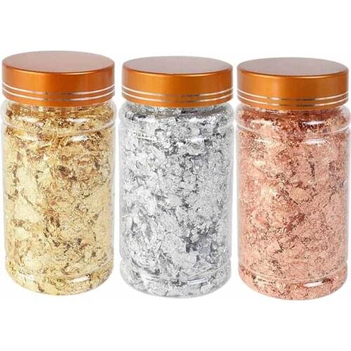 1 Bottle Decorative Imitation Copper Foil Paper Craft 3g Gold Foil Paper Leaves For Gilding DIY Nail Flake Art Cake Decorating